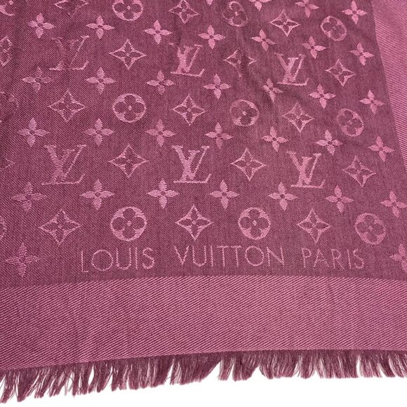 LOUIS VUITTON Shawl Monogram Purple -Scarf Silk Wool 463-081525 - Picture 2 of 8